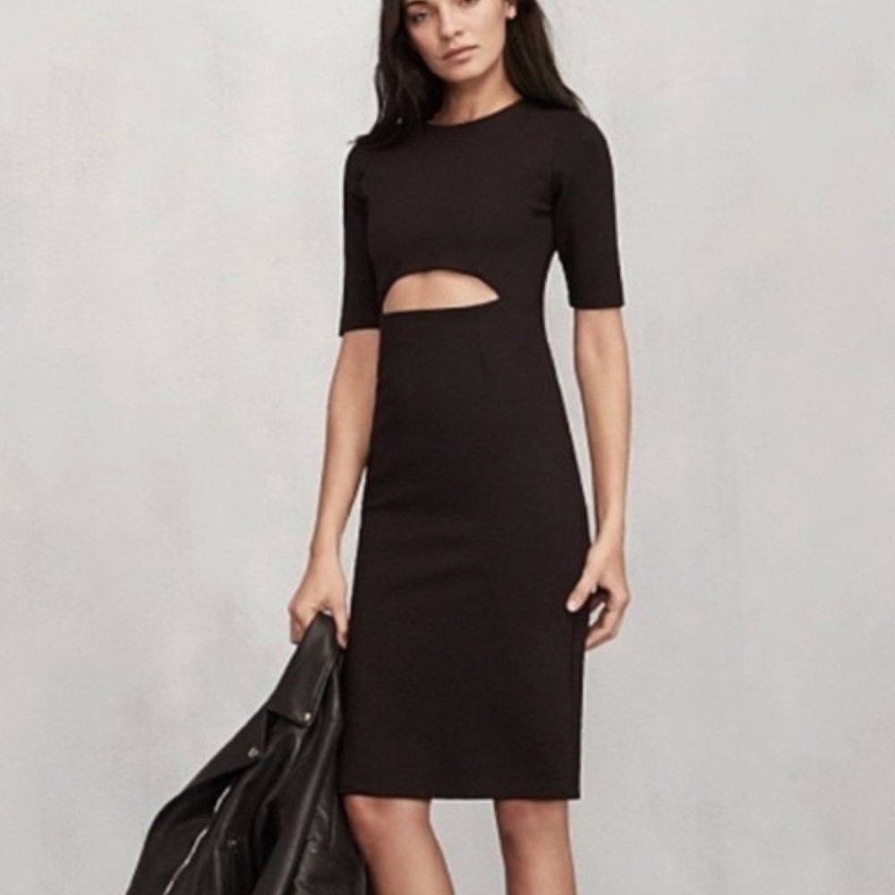 Reformation Black Slight Bodycon Dress Cut Out Evita Classy Edgy  Sz 6